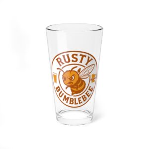 Rusty Bumblebee Pint Glass - Perfect for Mixology, Home Bars, Gifts, BBQs, Parties, Beer Lovers